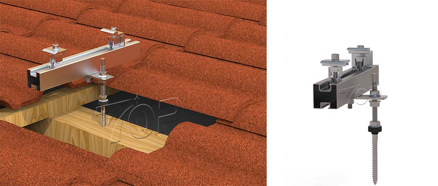 PV mounting system for pitched tile roof